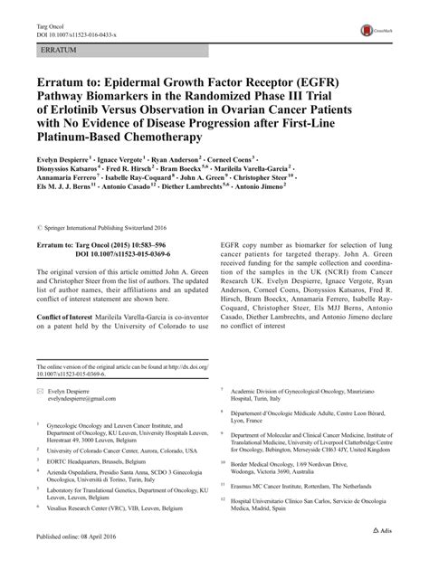 Pdf Epidermal Growth Factor Receptor Egfr Pathway Biomarkers In The