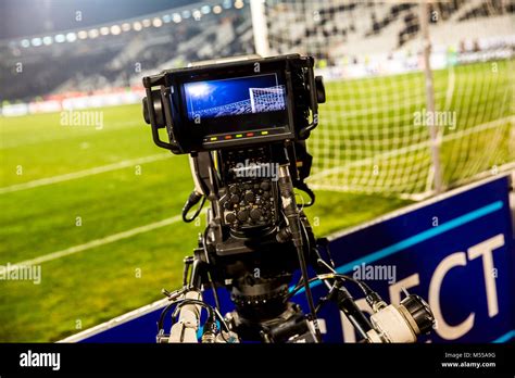 Tv Camera At The Stadium During Football Matches Television Camera
