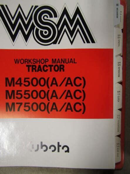Kubota M4500 M5500 M7500 Tractor Workshop Service Repair Manual Used
