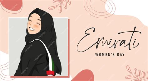 Premium Vector Emirate Womens Day Design With Hijabi Female Vector