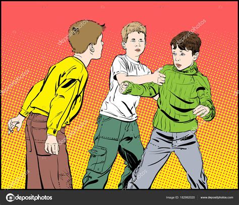Hooligan Boys Teen Boys In Fist Fight Fighting Boys Stock