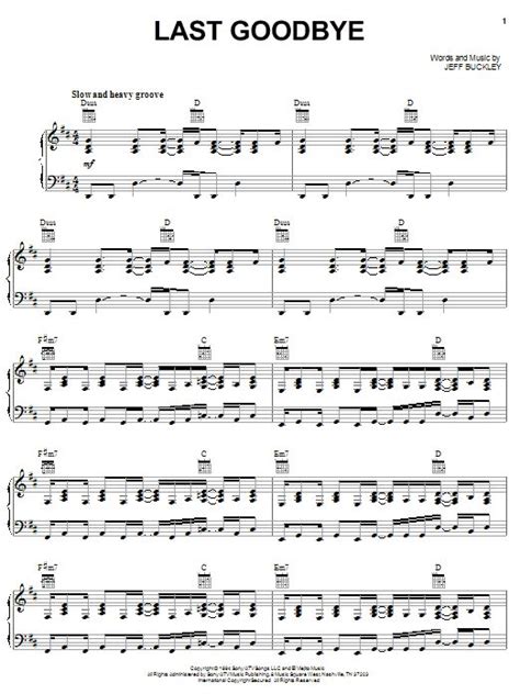 Jeff Buckley Last Goodbye Sheet Music Notes Chords In 2022 Sheet