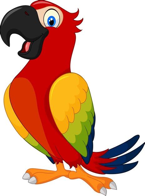 Premium Vector Cartoon Funny Parrot Isolated On White Background
