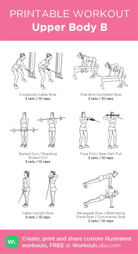 Upper Body B Upper Body Workout Gym Gym Workout Plan For Women Workout