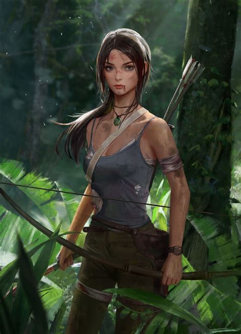 Artstation Lara Croft 一块破碎的 玉 Tomb Raider Warrior Woman Tomb