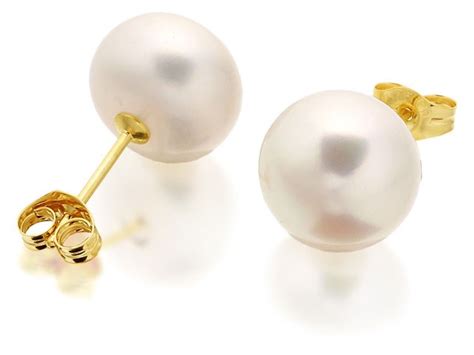 Fhinds Jewellery 9ct Gold Freshwater Pearl Earrings 9mm Ebay