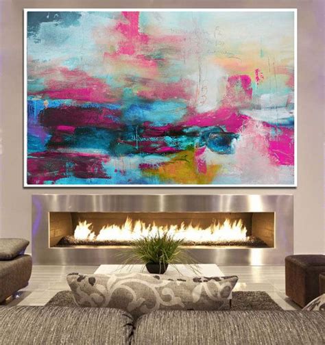 Abstract Print On Canvas Pink Painting Large Abstract