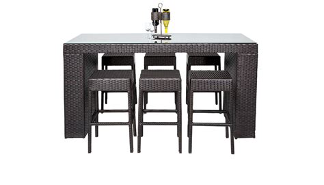 Barbados Bar Table Set With Backless Barstools 7 Piece Outdoor Wicker