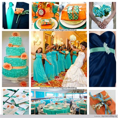 nigerian wedding cyan, navy blue and orange wedding color scheme ...