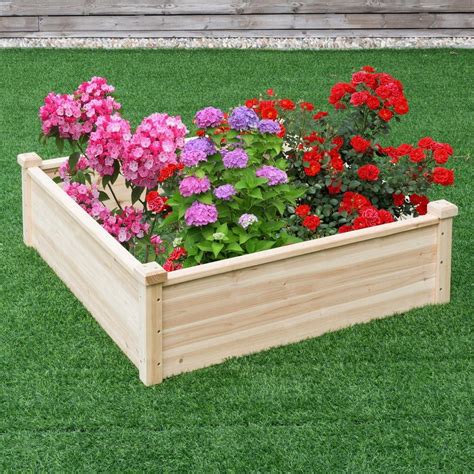 Garden Yard Wooden Square Vegetable Flower Raised Bed Patio Planter Box