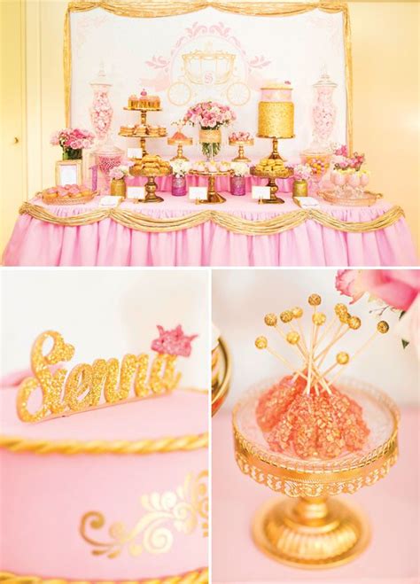 Royal Princess 1st Birthday Party Dessert Table Pink And Gold Girls