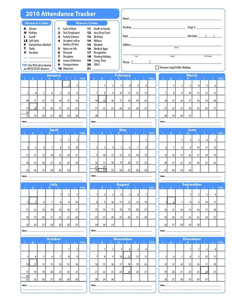 Excel Employee Attendance Calendar Template Calendar Vacation