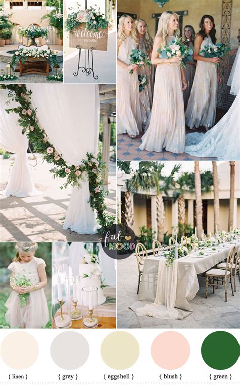 Green And Neutral Wedding Colour Palette With Blush Accents
