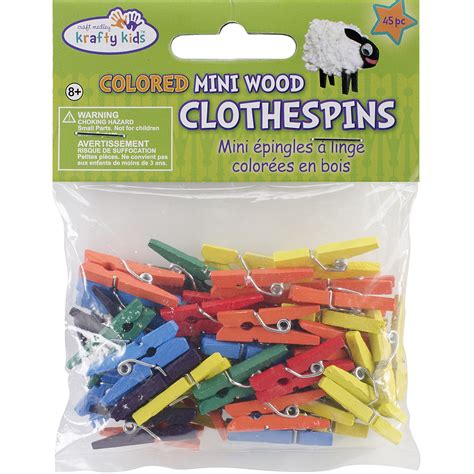Multicraft Imports Mini Wood Clothespins Colored 1 45pkg Cw601