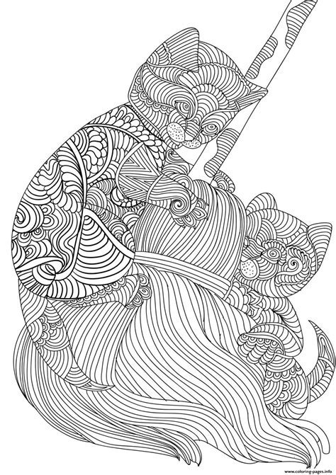 Cat Baby Adult Animal Zen Coloring Page Printable