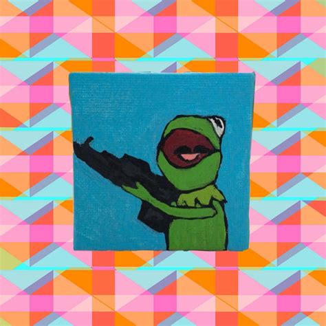 Mad Kermit Meme Painting Etsy