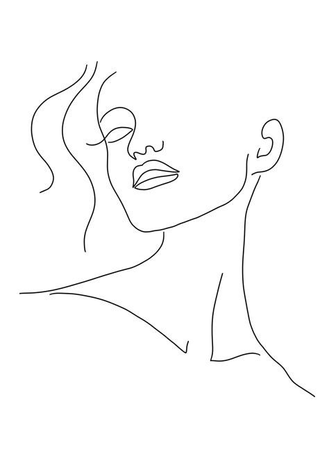 Artystyczne Ilustracja Minimal Woman Face Line Art Posterspl