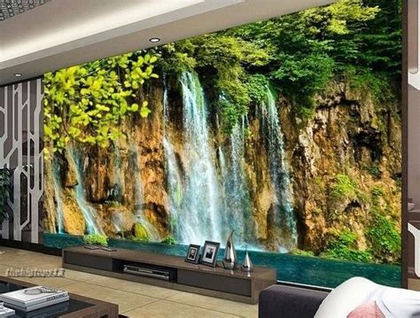 Home 3d Wallpaper Bedroom Mural Roll Modern Forest Waterfall Wall