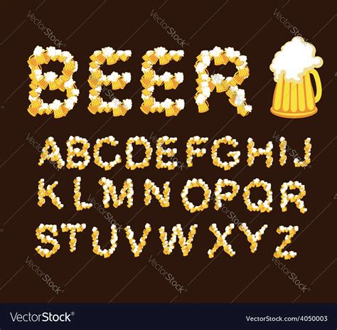 Font Beer Letters From Beer Mugs Royalty Free Vector Image