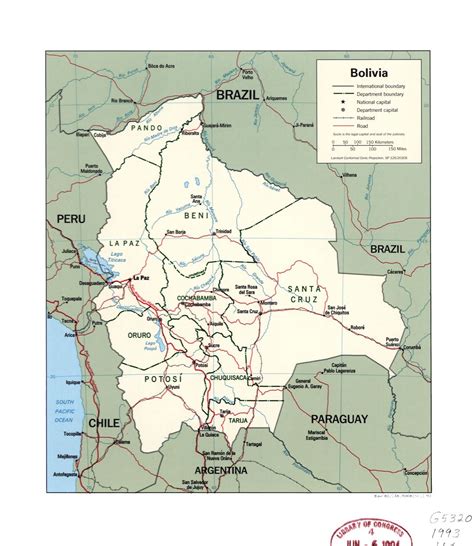 Large Detailed Political And Administrative Map Of Bolivia With Rivers Roads Railroads And