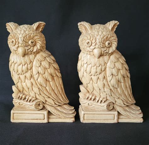 Vintage 1960s Mcm Syroco Wood Composite Owl Bookends 65 Etsy