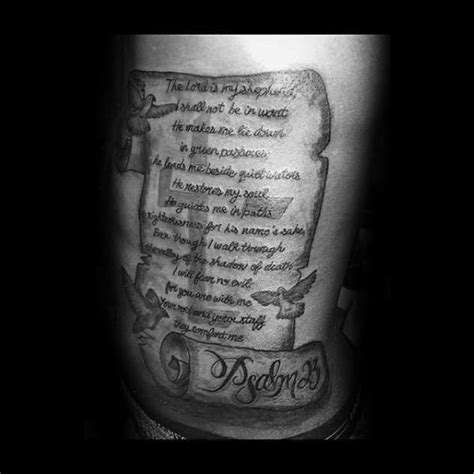 40 Psalm 23 Tattoo Designs For Men Bible Verse Ink Ideas