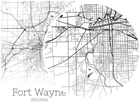 Fort Wayne Map Instant Download Fort Wayne Indiana City Map Etsy