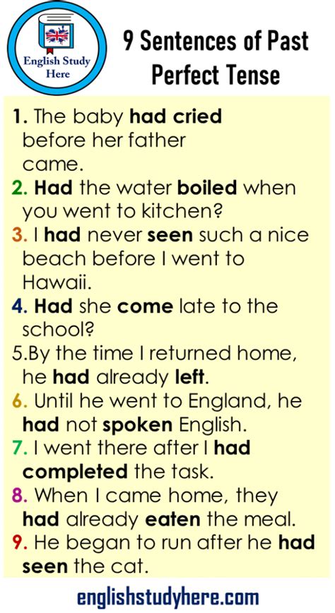 9 Sentences Of Past Perfect Tense Definition And Examples English