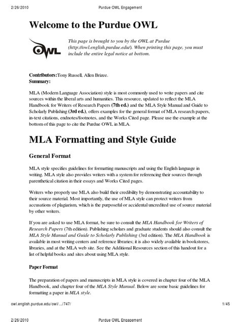 Mla Purdue Owl Guide Note Typography Citation