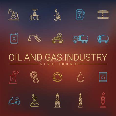 Oil And Gas Industry Line Icons Stock Vector Illustration Of Line