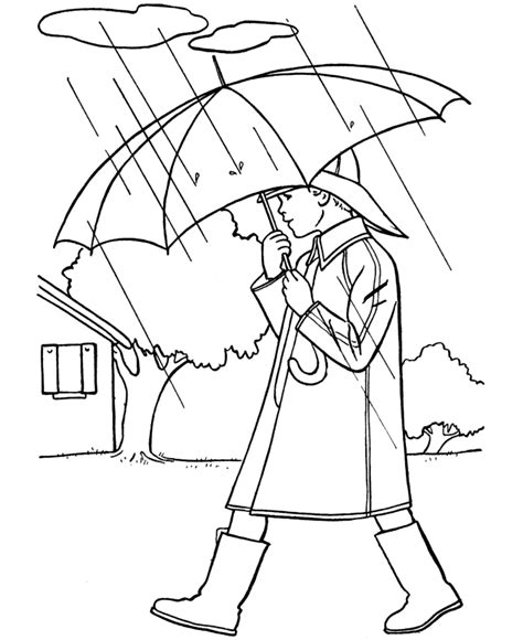 boy holding umbrella coloring page coloring home
