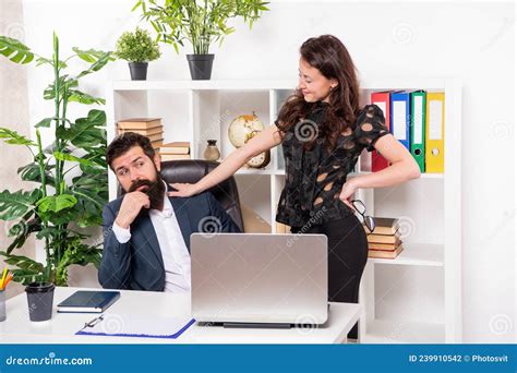 Carried Away By Flirting Secretary Flirting With Boss At Workplace