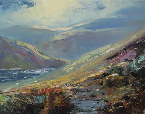 Oil Painting Scotland Loch Heather Landscape Scottish Highlands