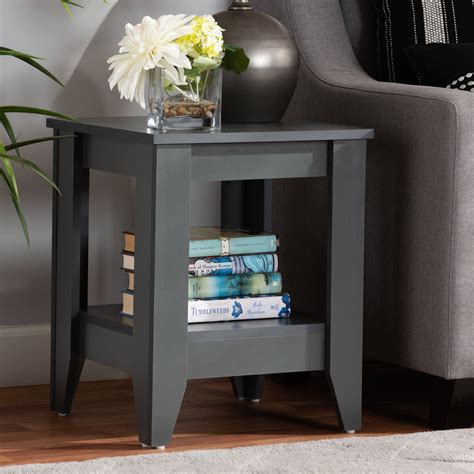 Audra Modern And Contemporary Grey Finished Wood Living Room End Table