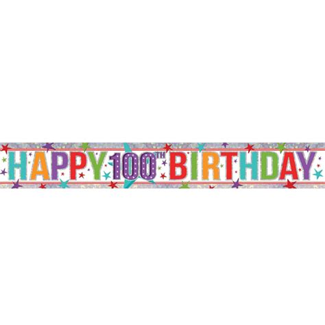 Happy 100th Birthday Banner Party Decoration Age 100 Bunting Shiny