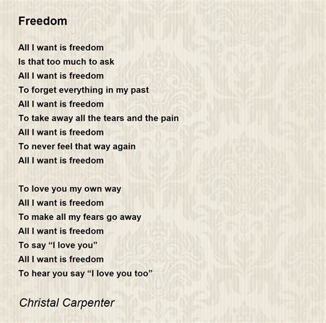 Freedom Poem by Christal Carpenter - Poem Hunter Comments