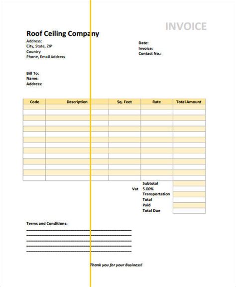 Free 5 Roofing Invoice Templates In Ms Word Pdf