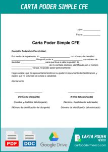Carta Poder Simple CFE Ejemplos Y Formatos