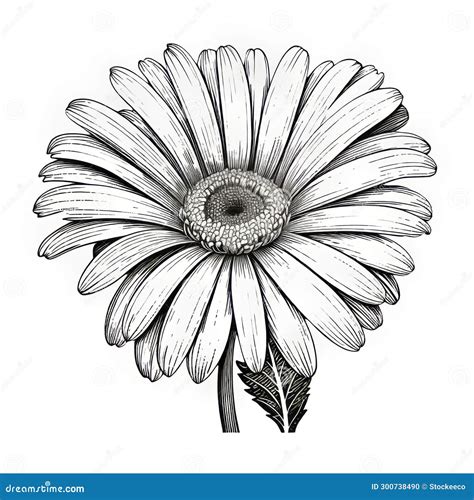 Vintage Black And White Gerber Daisy Tattoo Design Inspired By Abstract Art Stock Illustration