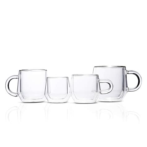 Double Walled Glass Coffee Mugs By Hearth I 2 8oz Clear Insulated Coffee Mugs With Handles I