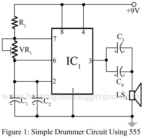 Simple Drummer Project Using Timer 555 Engineering Projects