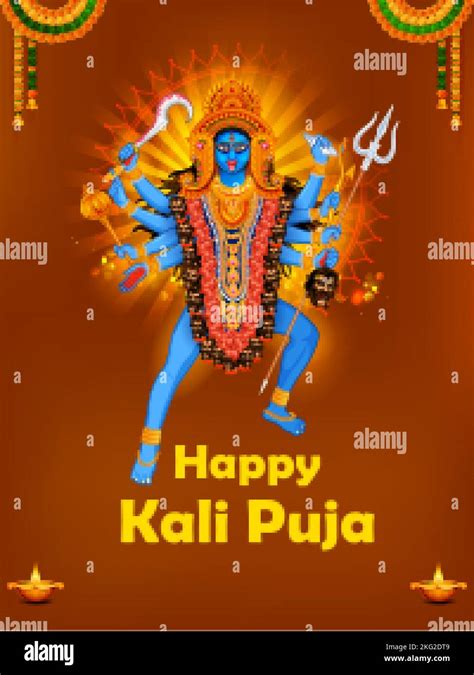 Illustration Of Goddess Kali Maa On Diwali Kali Pooja Background Of India Festival Stock Vector