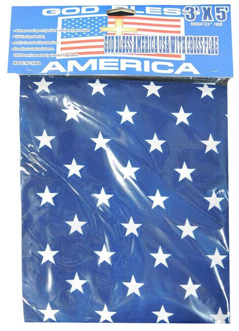 God Bless America Usa Christian Cross Blue 100d Woven Poly Nylon 3x5 3