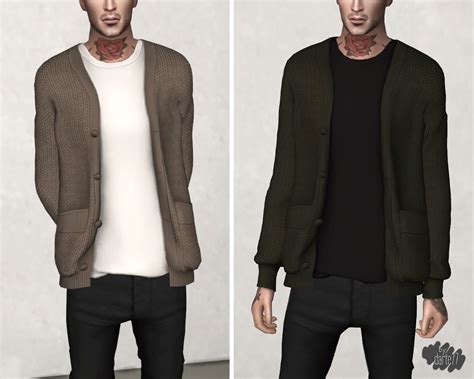 Knitted Cardigan Darte77 Custom Content For Ts4 Sims 4 Men