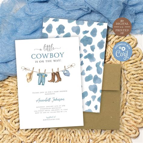 Cowboy Baby Shower Invitation Template A Little Cowboy Is On The Way