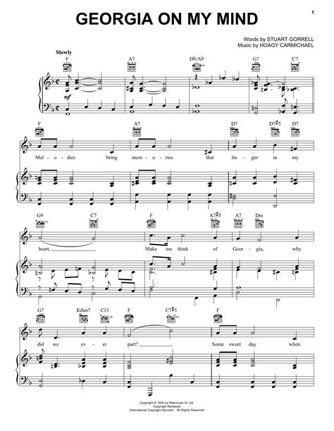 Ray Charles Georgia On My Mind Sheet Music Notes Download Printable Pdf Score 31793
