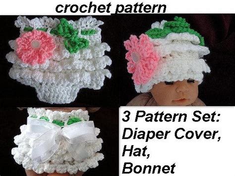 Baby Crochet Pattern Ruffled Pants Diaper Cover Hat By Hectanooga
