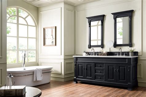 Antique bathroom vanities offer a versatility that allows them to function well in both traditional and contemporary bathrooms. 72" Brookfield Antique Black Double Bathroom Vanity