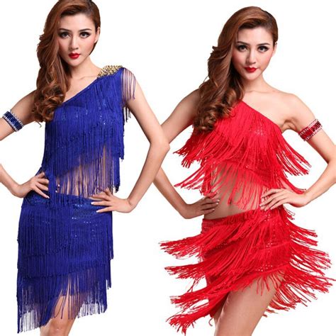 2016 Sexy Women Multi Color One Shoulder Party Dance Dress Salsa Tango