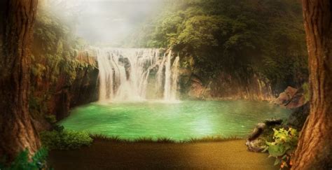 Desktop Wallpaper Atmosphere Waterfall Forest Sunlight Tropical